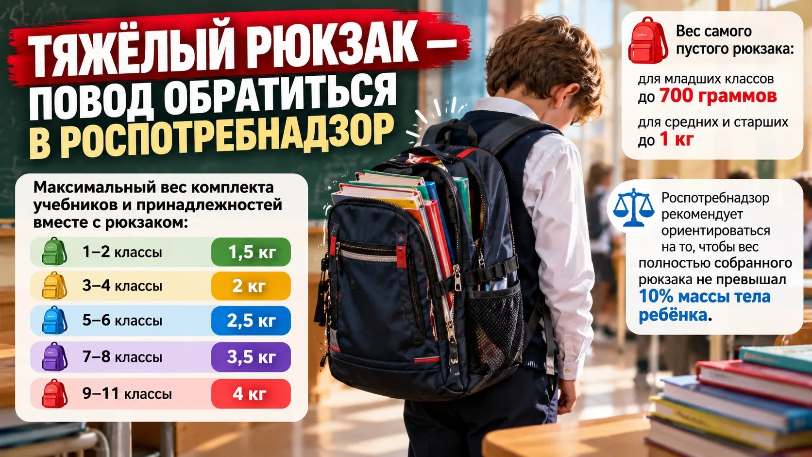 🎒 Тяжёлый рюкзак — повод обратиться в Роспотребнадзор
