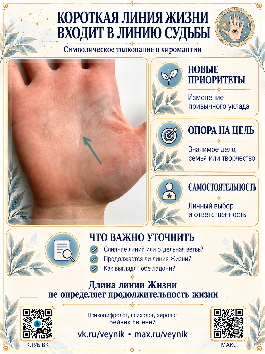 КОРОТКАЯ ЛИНИЯ ЖИЗНИ ВХОДИТ В ЛИНИЮ СУДЬБЫ: ЧТО ЭТО ОЗНАЧАЕТ?