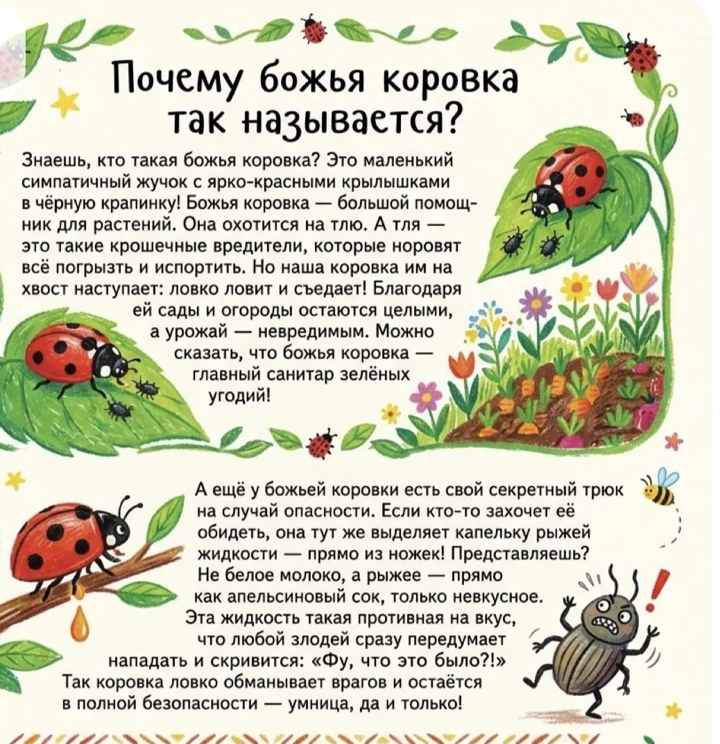 🌟 ВЕСНА — ВРЕМЯ БОЖЬИХ КОРОВОК! 🌟  Друзья, а вы знаете, почему БОЖЬЯ КОРОВКА так называется? 🤔  🐞 БО
