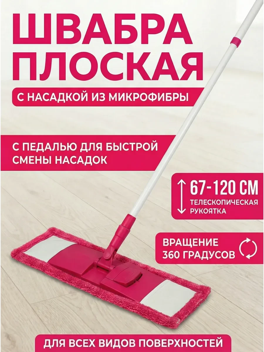 ⚡️ Швабра для пола телескопическая с насадкой из микрофибры, PERFECTO LINEA