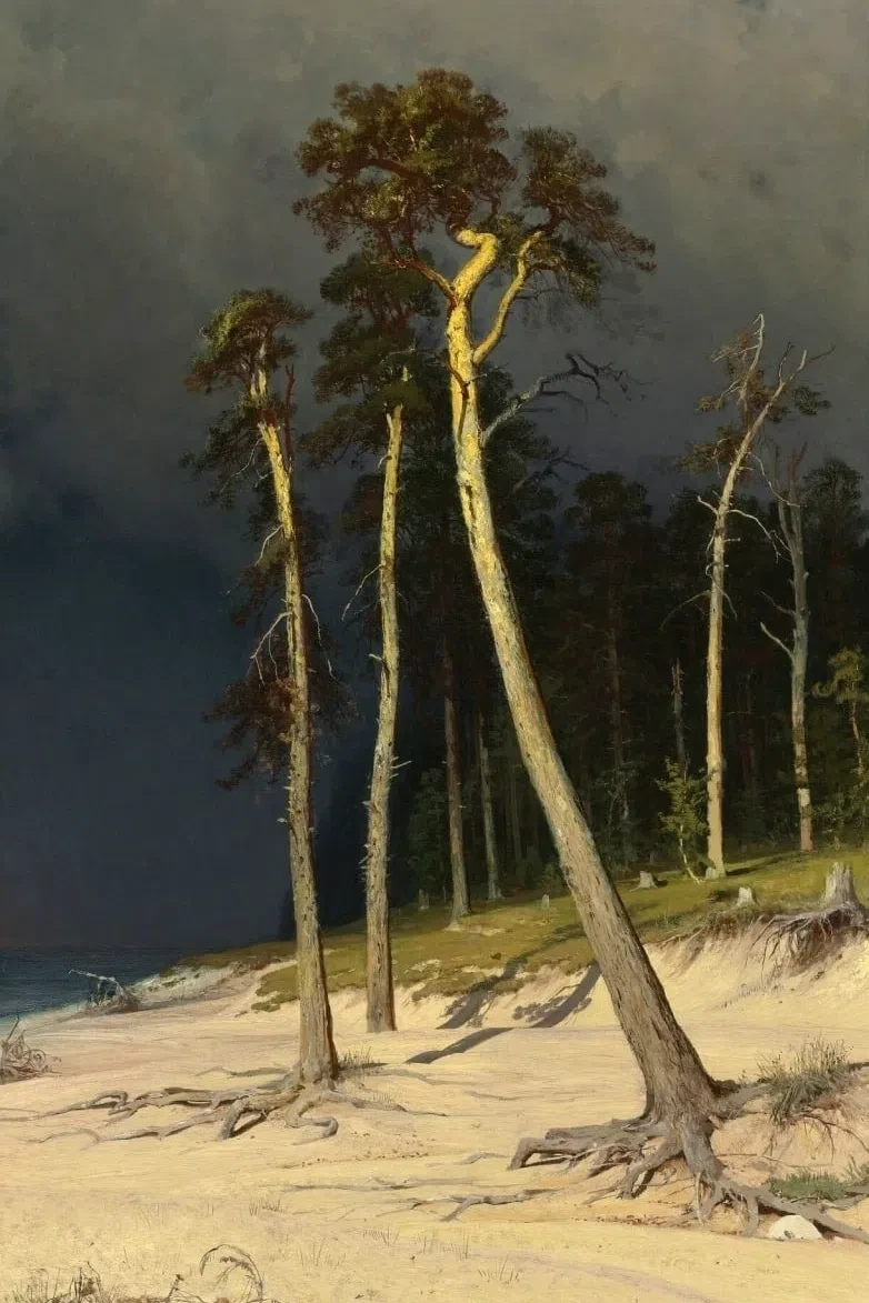 «Песчаный берег», 1879 г.

Иван Иванович Шишкин (1832-1898) 

Холст, масло. 134.5 x 84 см. Частное с