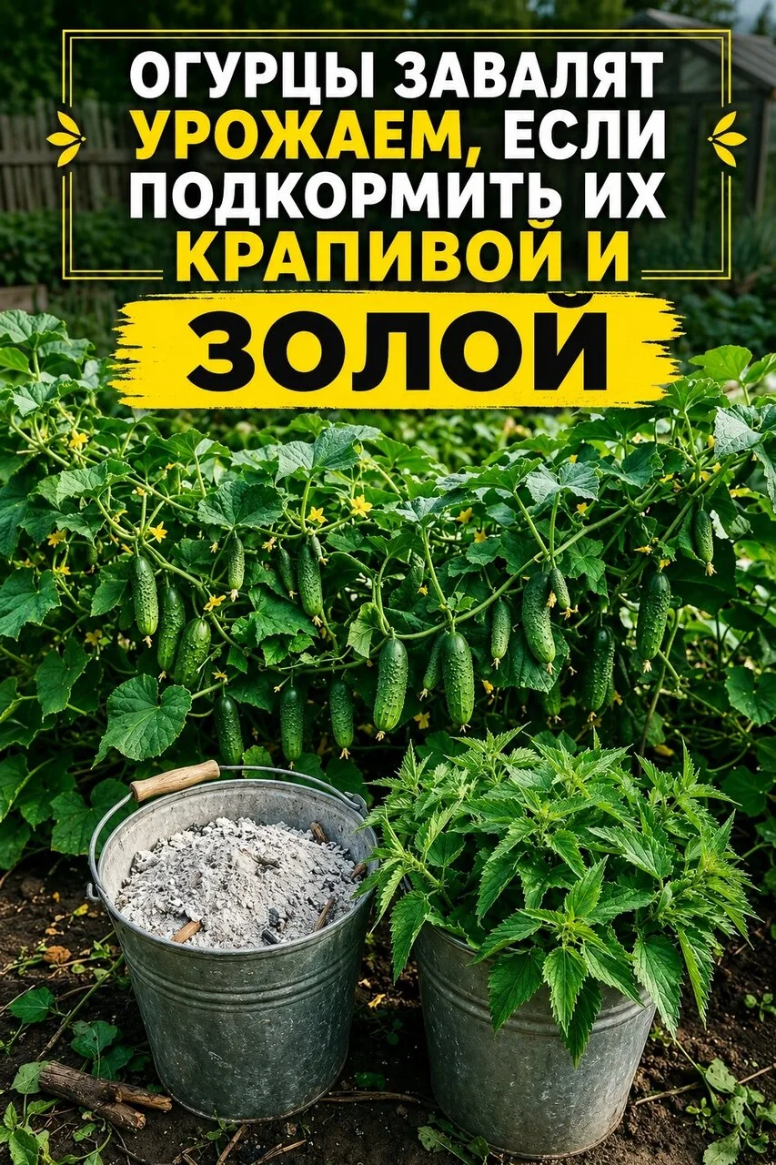 ОГУРЦЫ ЗАВАЛЯТ УРОЖАЕМ, ЕСЛИ ПОДКОРМИТЬ ИХ КРАПИВОЙ И ЗОЛОЙ 😍
Крапива даёт силу для роста, а зола п