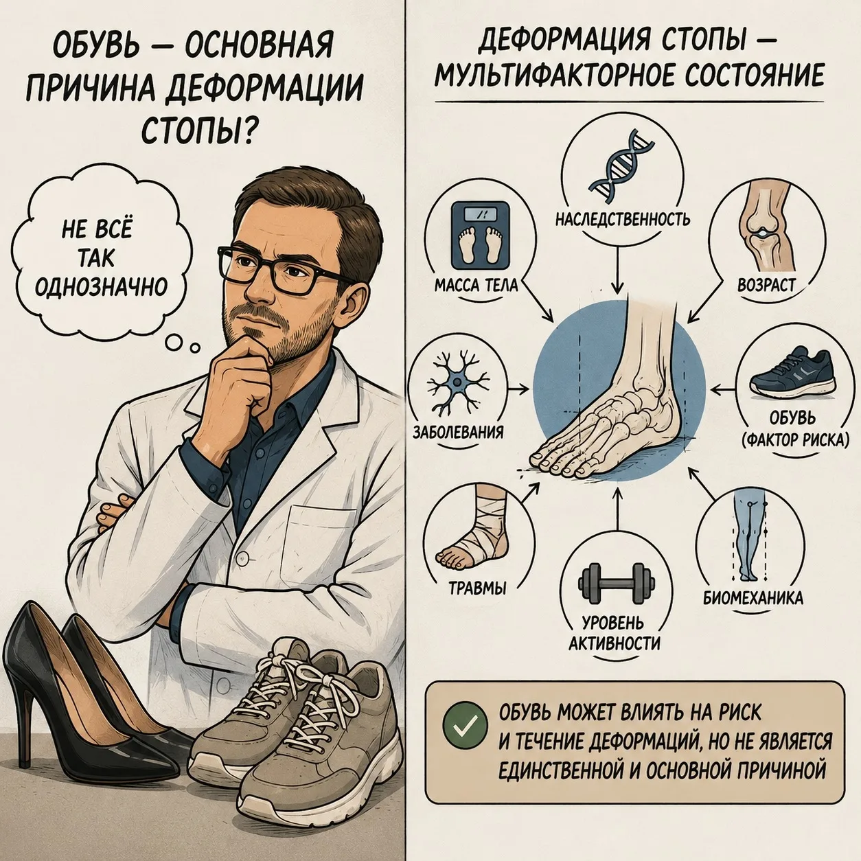 Является ли обувь основной причиной деформации стопы?
