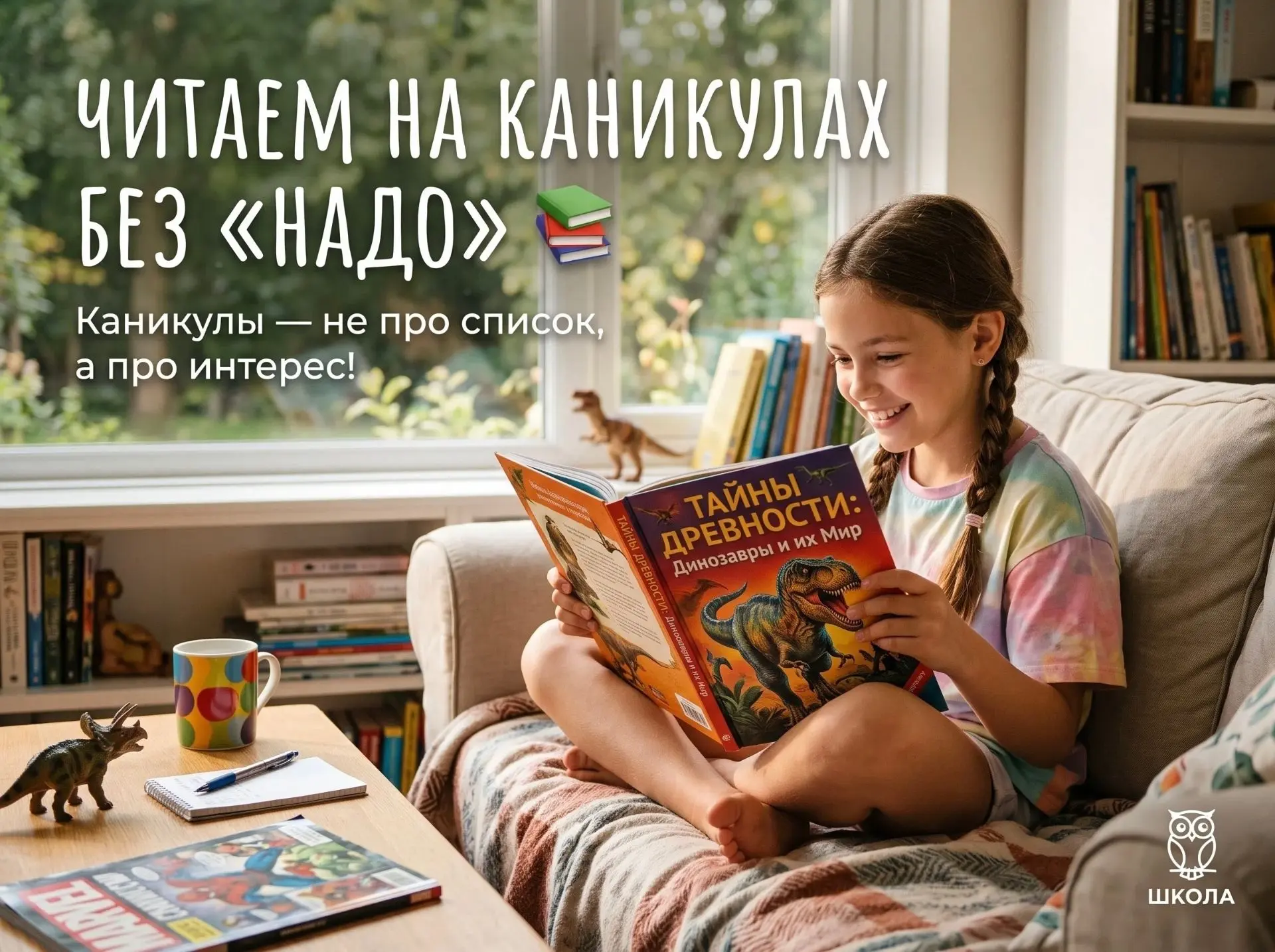 Читаем на каникулах без «надо» 📚

Каникулы — не про «прочитать список», а про найти то, что зацепит