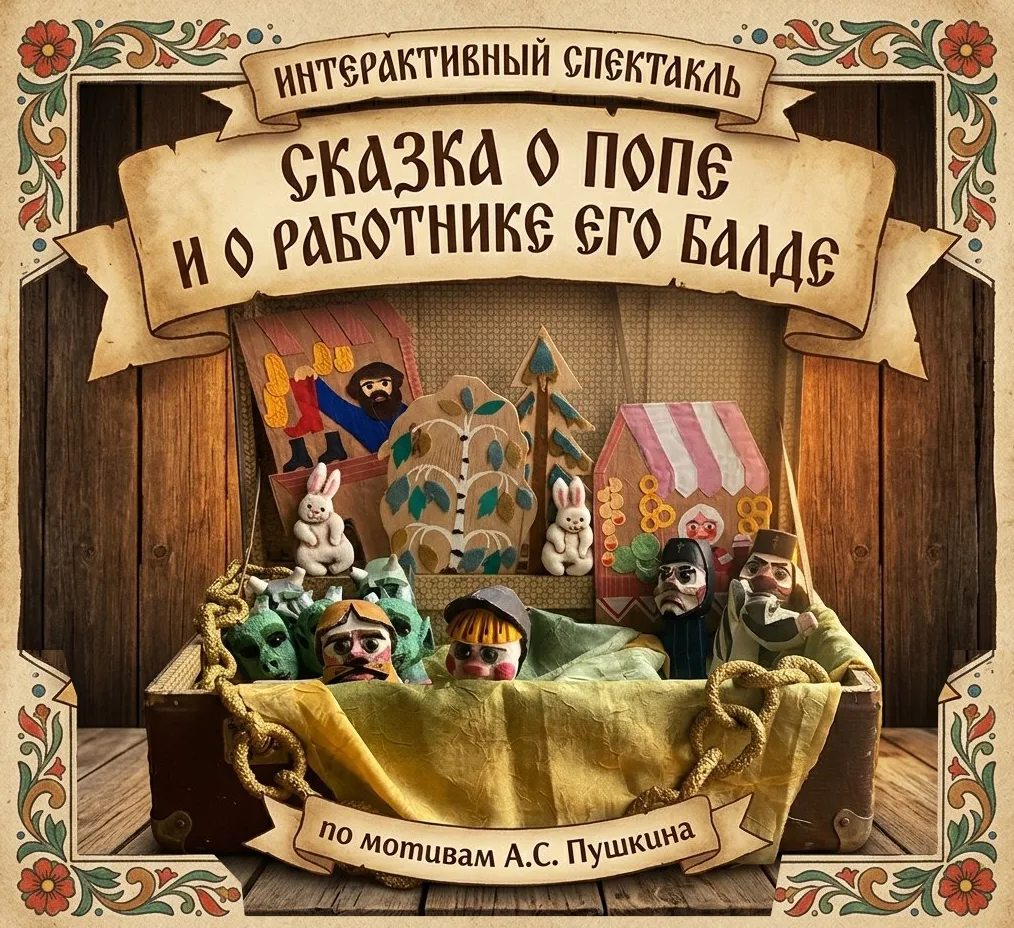 6 июня в 15.00 и 18.00 премьера интерактивного спектакля «Сказка о попе и работнике его...