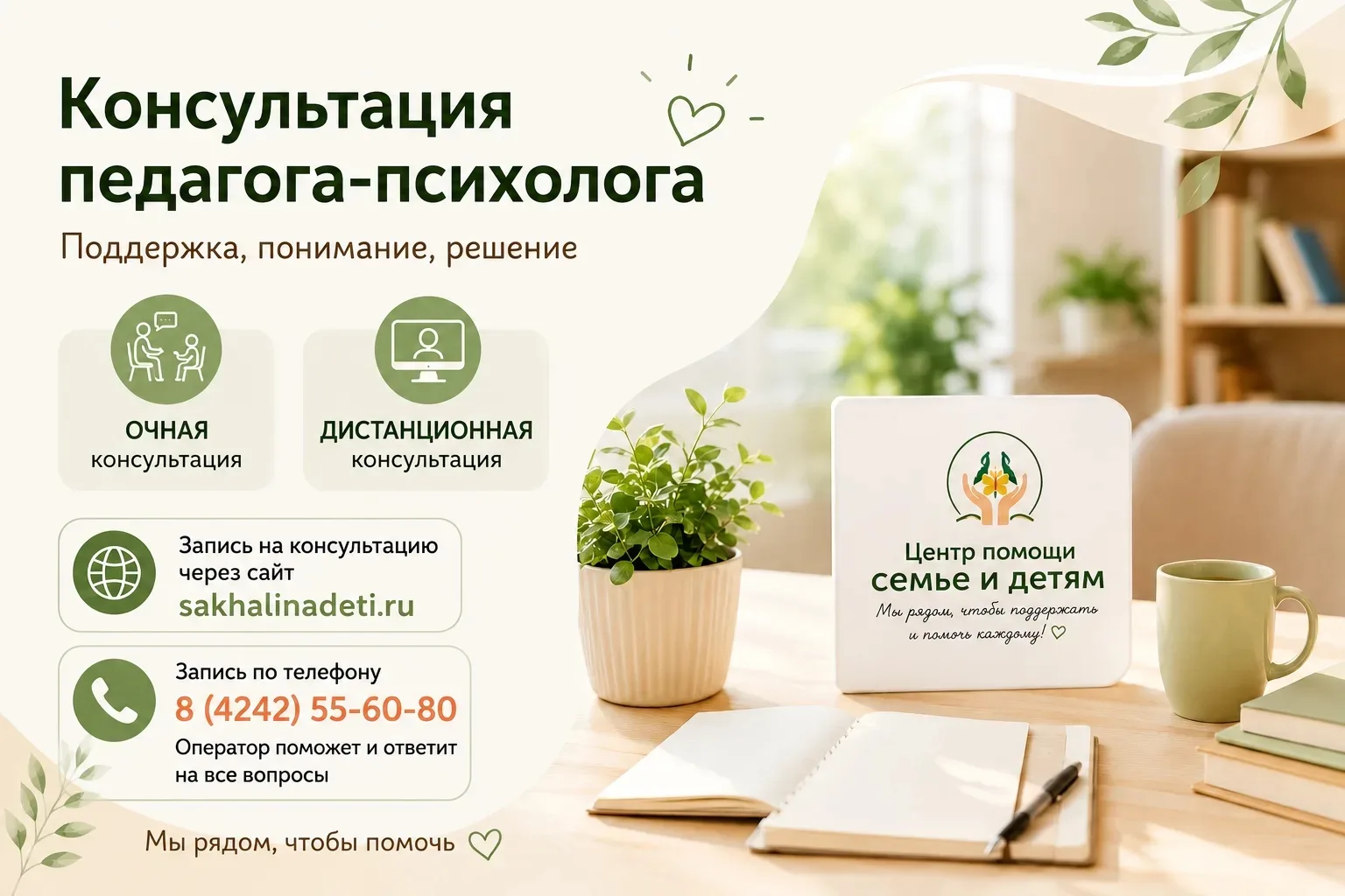 Как записать ребёнка на консультацию к педагогу-психологу?

Если у вас есть вопросы, связанные с раз