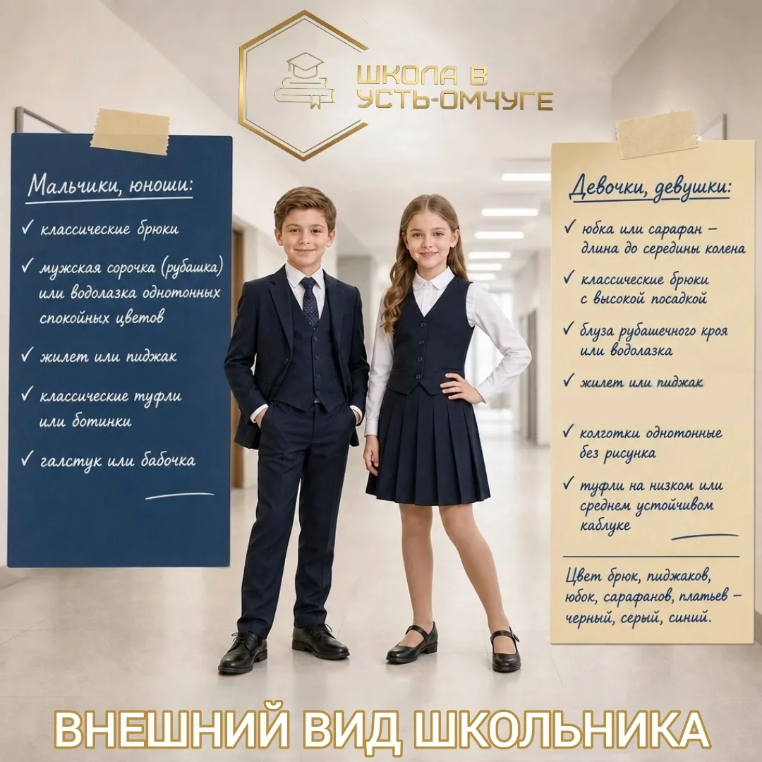 Небольшая памятка по внешнему виду школьников 😉