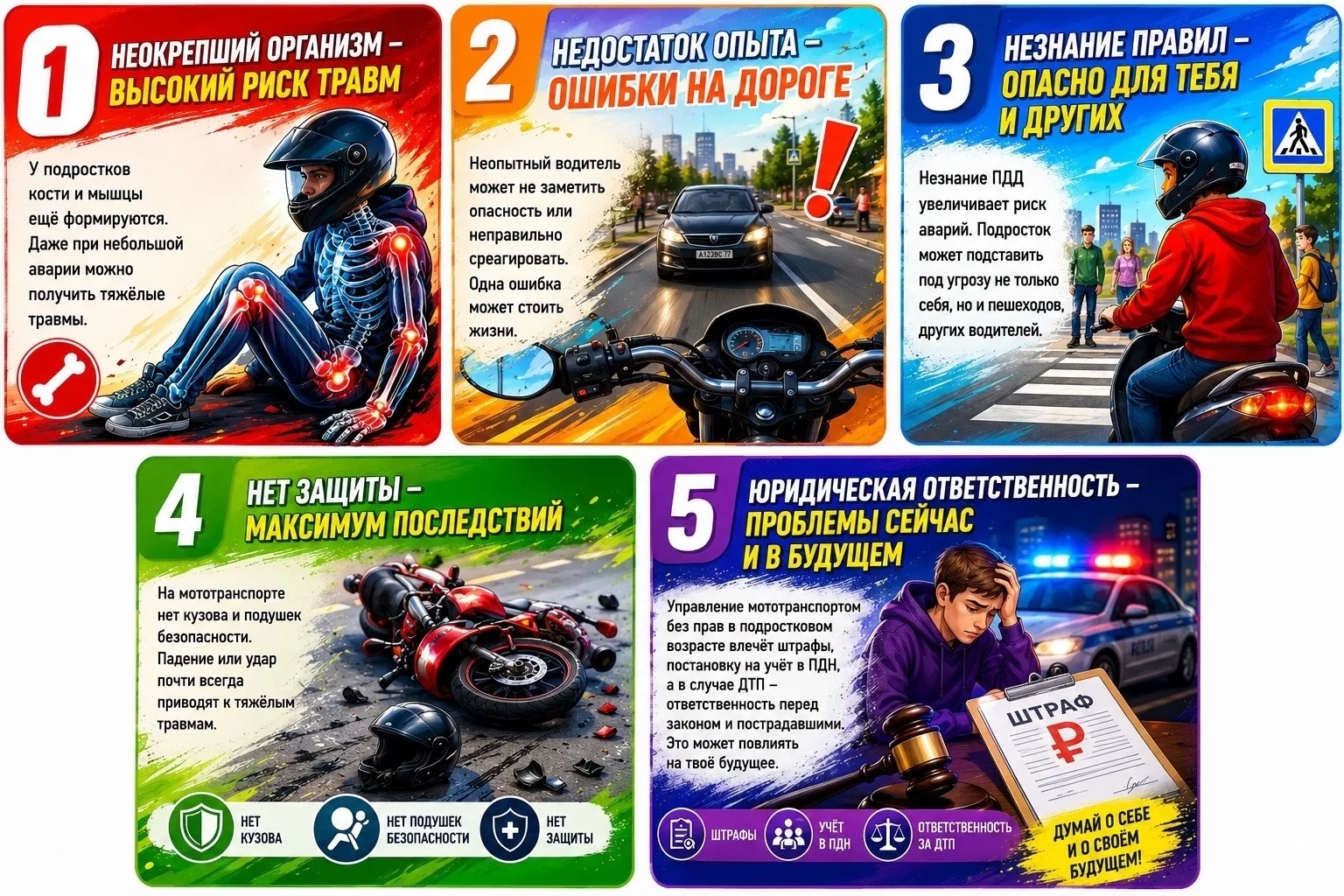 Несовершеннолетний за рулём мототранспорта — это не свобода, а серьёзный риск.