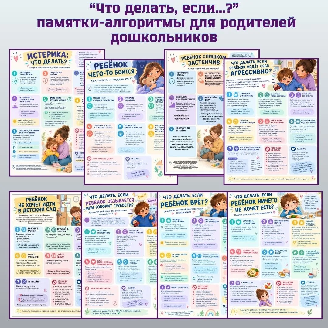 Комплект памяток «ЧТО ДЕЛАТЬ, ЕСЛИ…» для родителей дошкольников