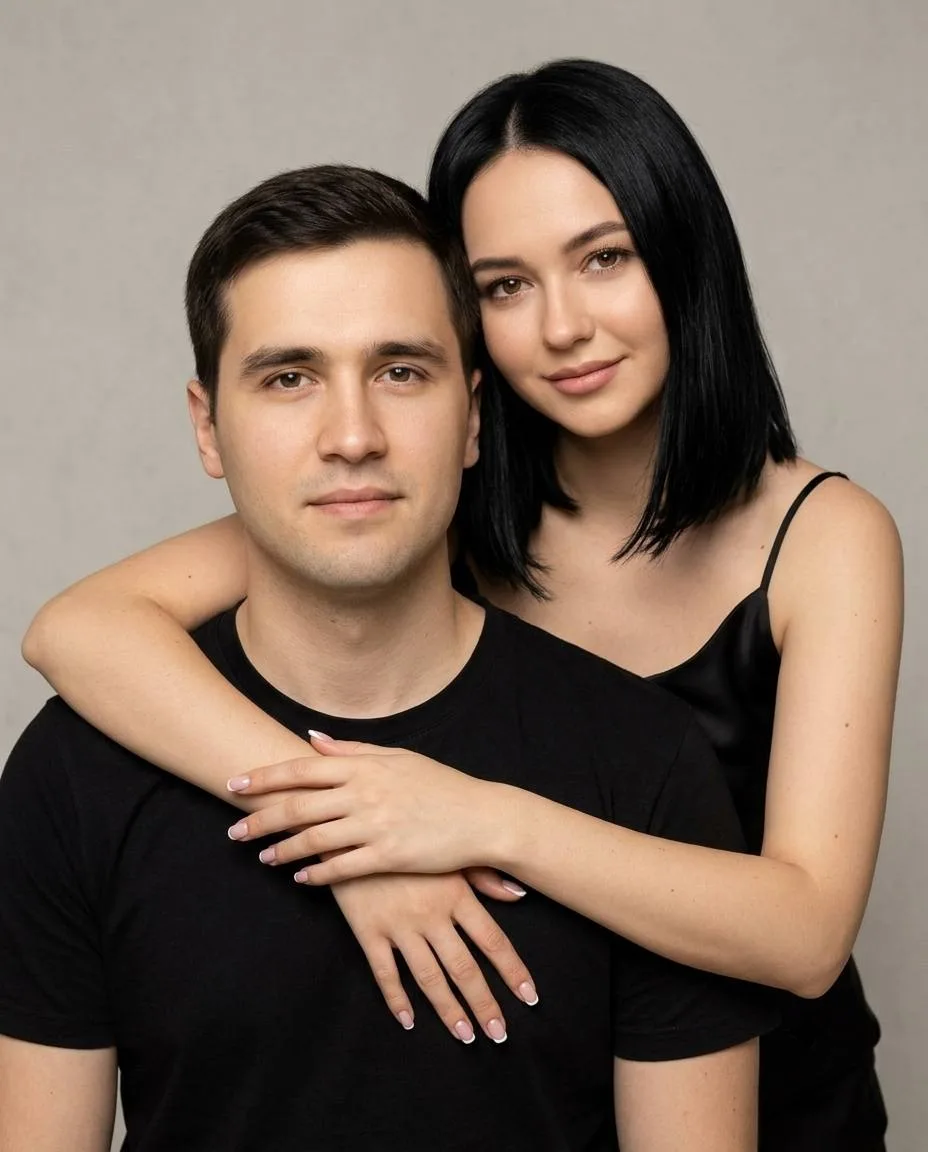 🖼 Студийный портрет молодой пары( референс)мужчина с короткими