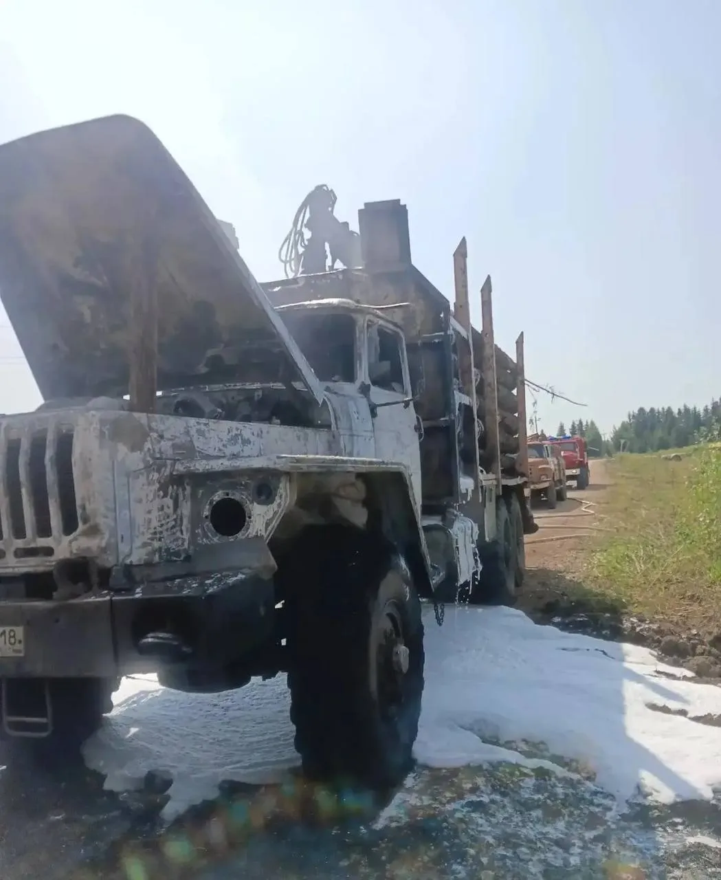 Днем 22 июля на дороге в деревне Верхние Кивары Шарканского района загорелся грузовик «...