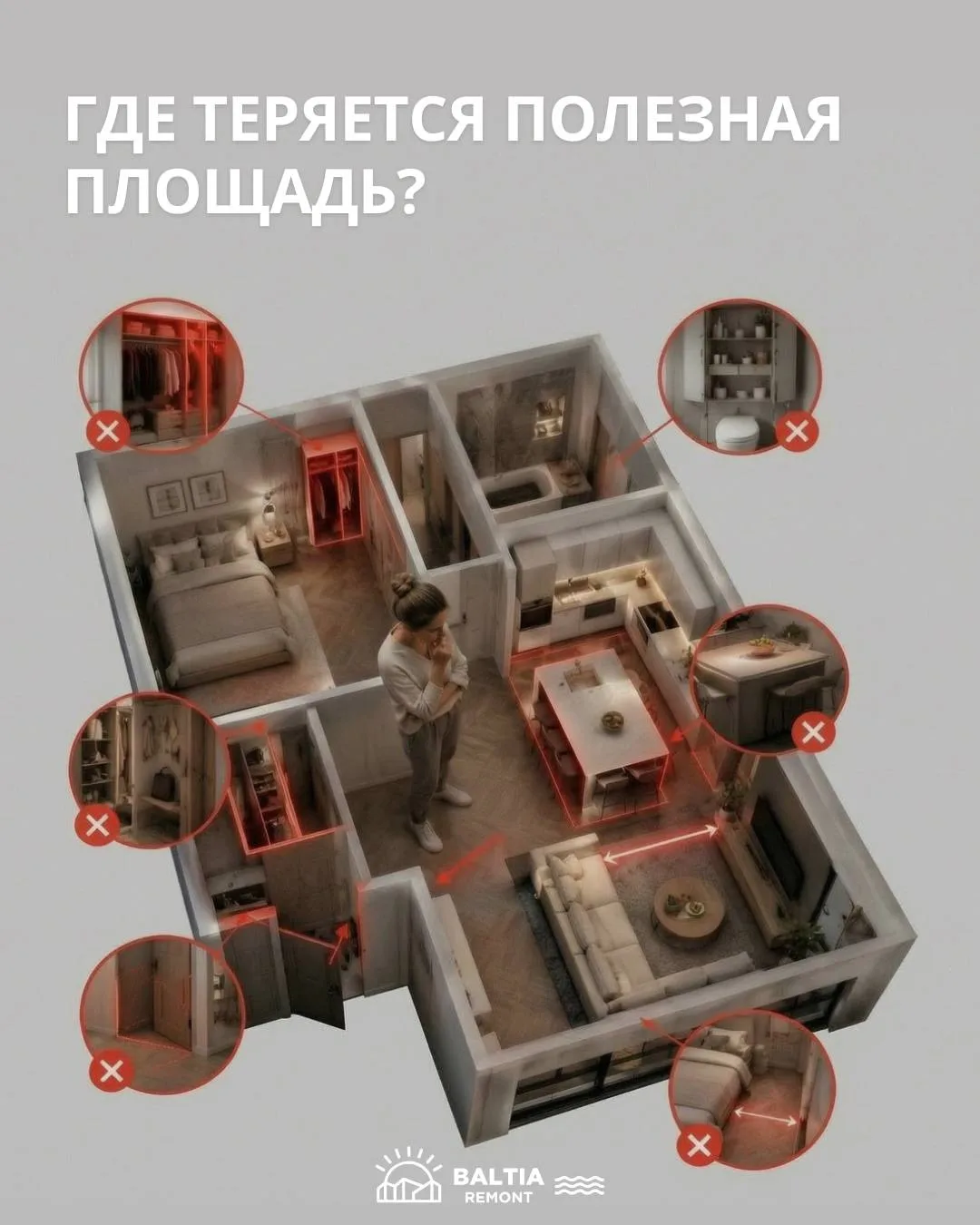 Где в квартире незаметно теряются полезные метры? 👇