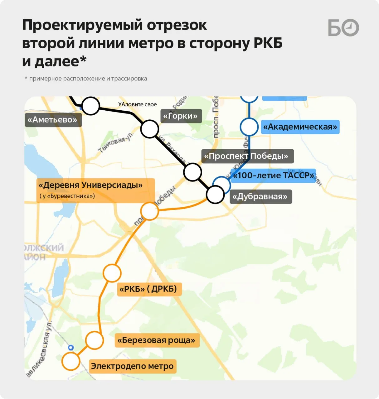 Проект планировки второй ветки метро от станции «100-летие ТАССР» до «Березовой рощи» н...
