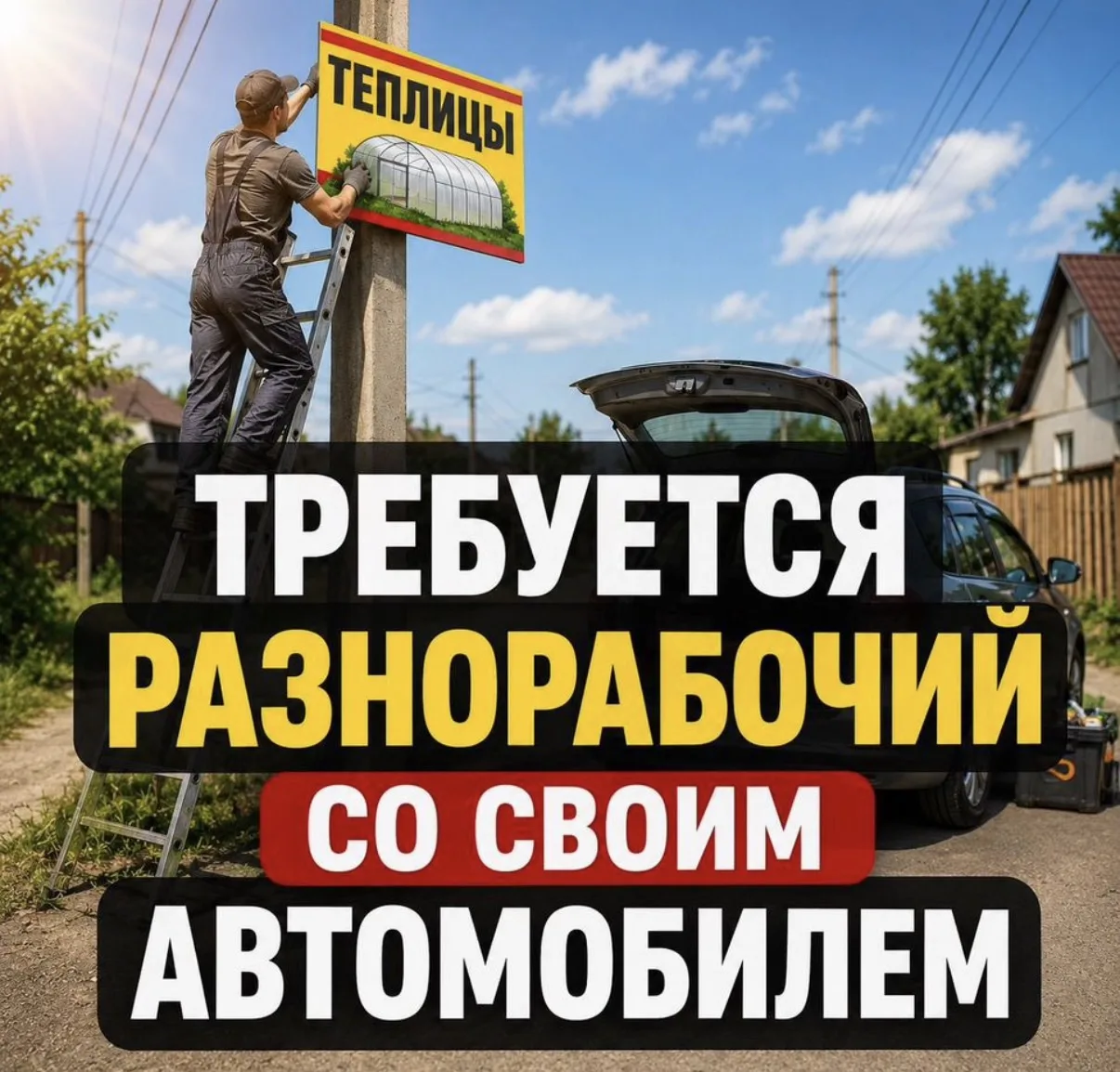 🚗 Вакансия: Разнорабочий со своим автомобилем

В компанию по производству и продаже теплиц требуетс