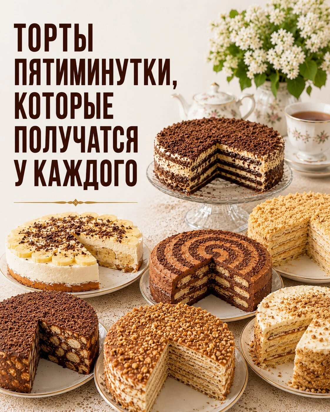🍰 7 тортов-пятиминуток, которые получатся у каждого!