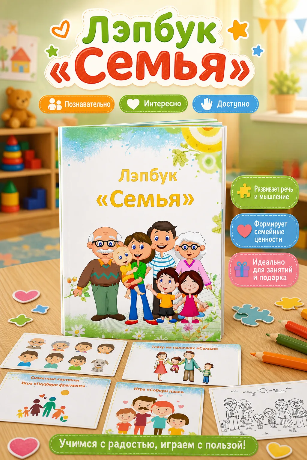 8 июля- День Семьи, любви и верности🌼
️Лэпбук  "Семья" можно скачать в донате по ссылке https://vk.