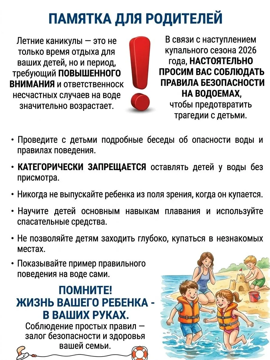 Безопасность на водоемах (памятка для родителей)