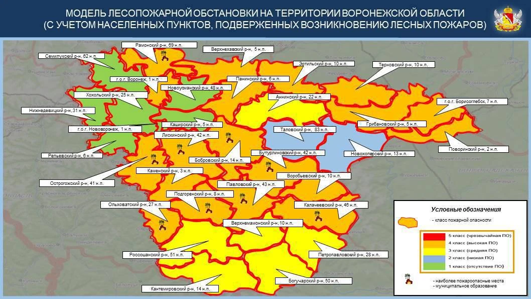 🔥 В Лискинском районе сохраняется высокий класс пожарной опасности.

В Воронежской области количест