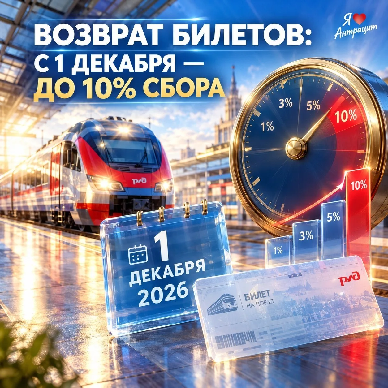 🚆💰 С 1 декабря 2026 меняется сбор за возврат билетов на поезда дальнего следования.