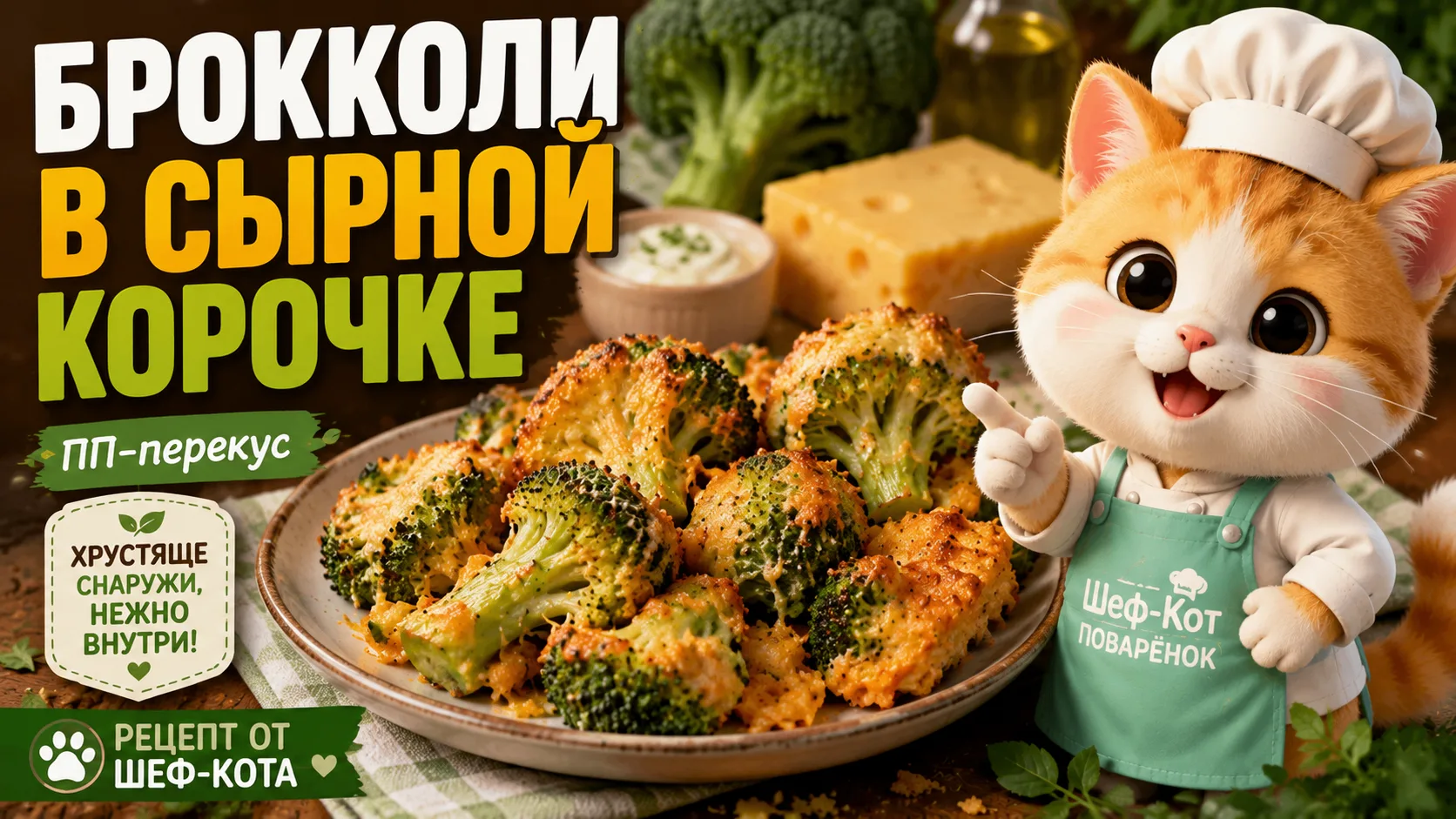 🥦 ПП-перекус от Шеф-Кота: брокколи в сырной корочке