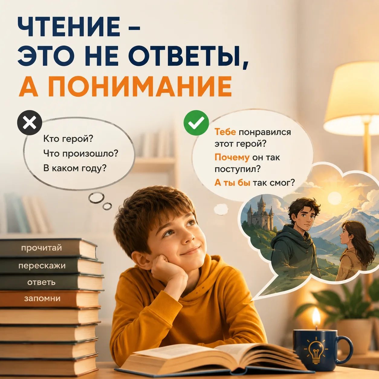 📚 Ребёнок прочитал книгу.
