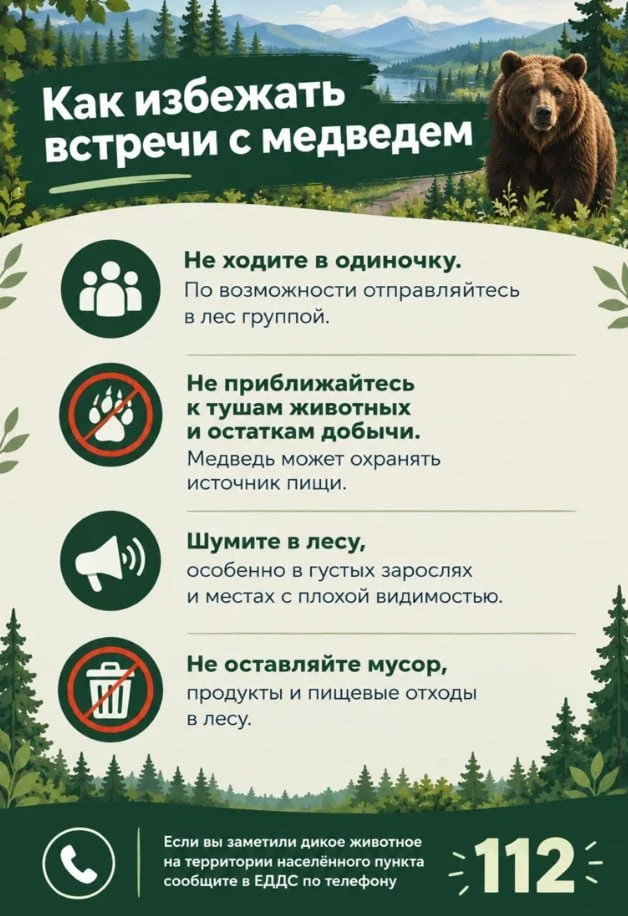 ❗️В Пермском крае выпустили памятку, как вести себя при встрече с медведем.