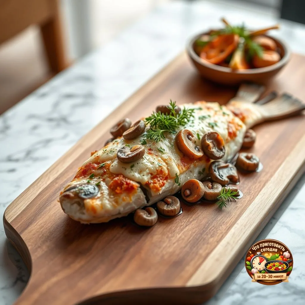🍽️ Запечённая рыба с сыром и грибами