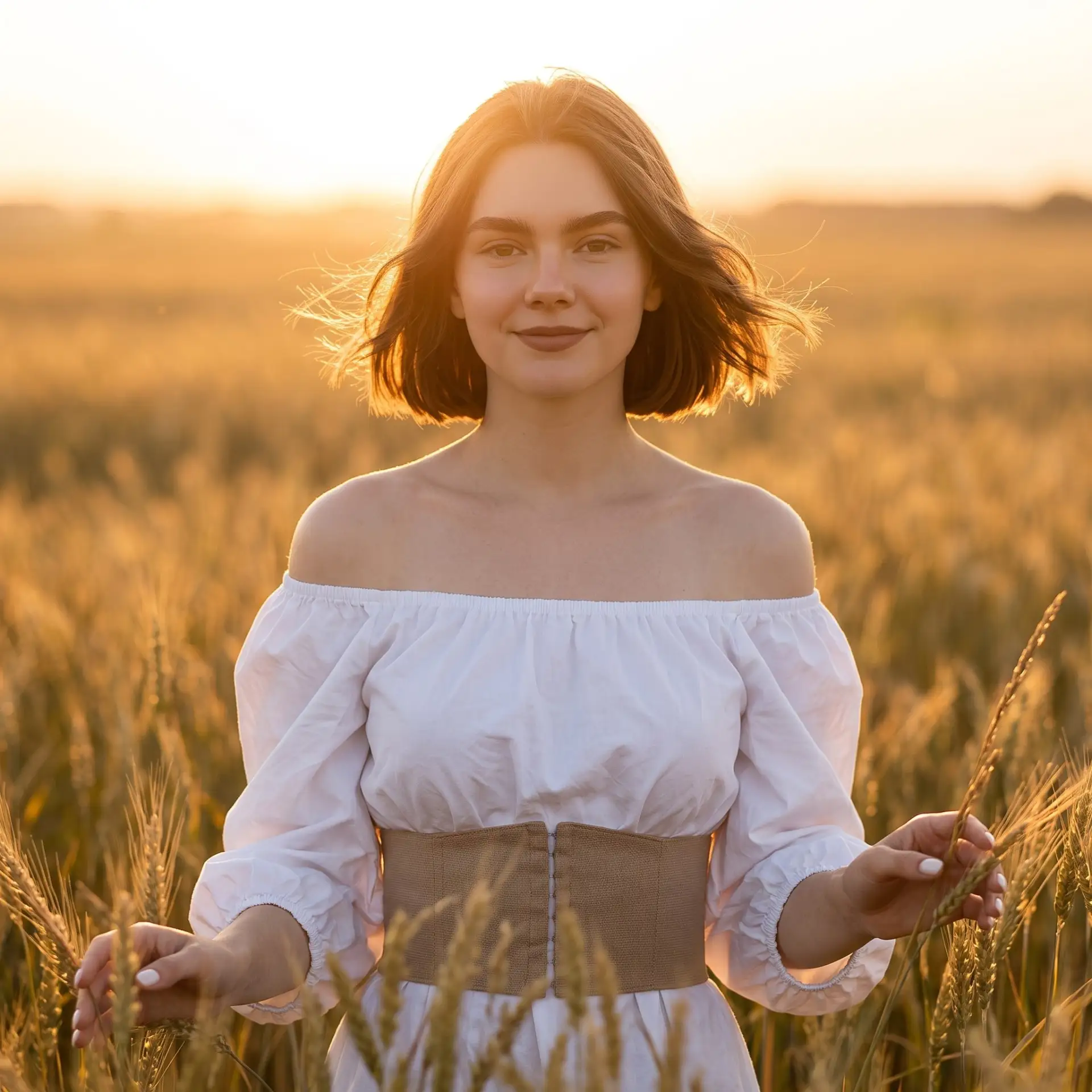 Кинематографичный портрет в поле на закате 🌾