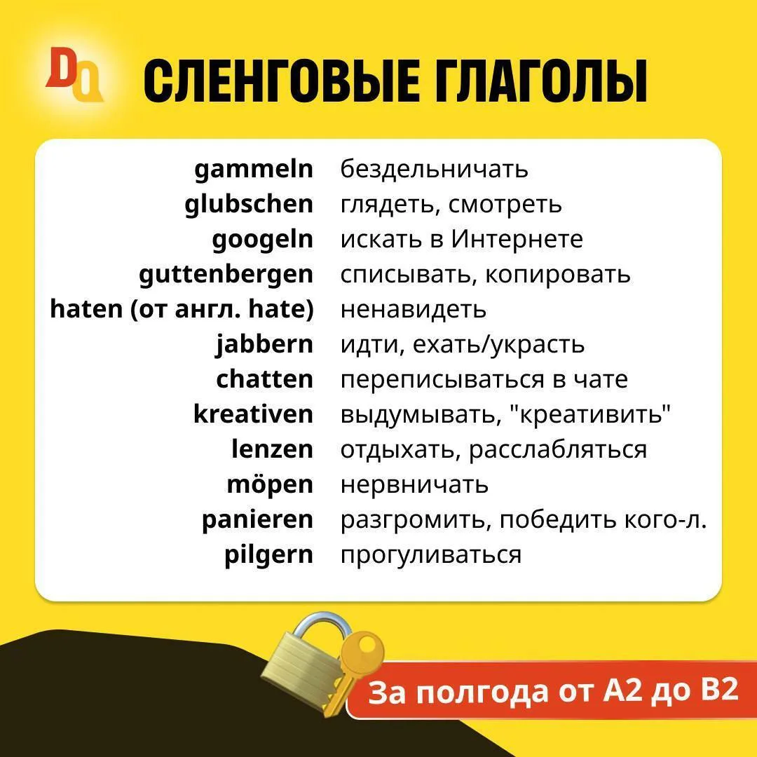 Сленговые выражения 💥

Сегодня предлагаем вам подборку немецких сленговых выражений: 

▫️Geil! — Кр