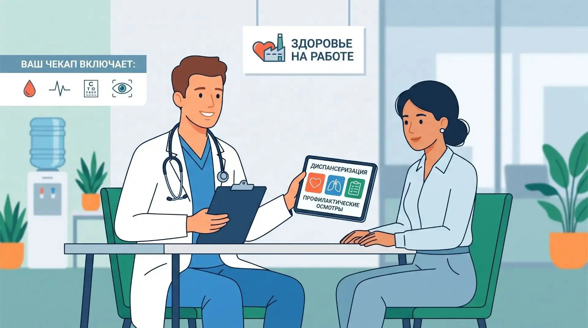 Диспансеризация по месту работы (учебы) позволяет сотрудникам пройти бесплатный медосмо...
