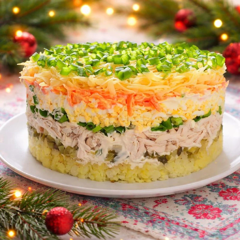 САЛАТ «МОНАХ» — ПРАЗДНИЧНЫЙ САЛАТ С КУРИЦЕЙ