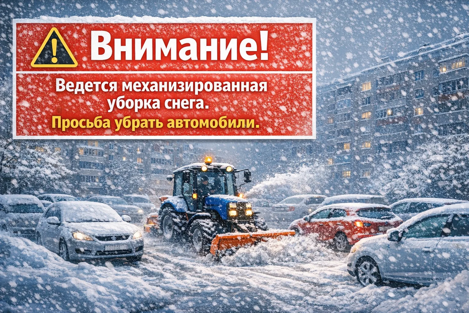 ⚠️ Уважаемые жители! В городе снова снегопад, ожидается потепление — погодные условия остаются сложн