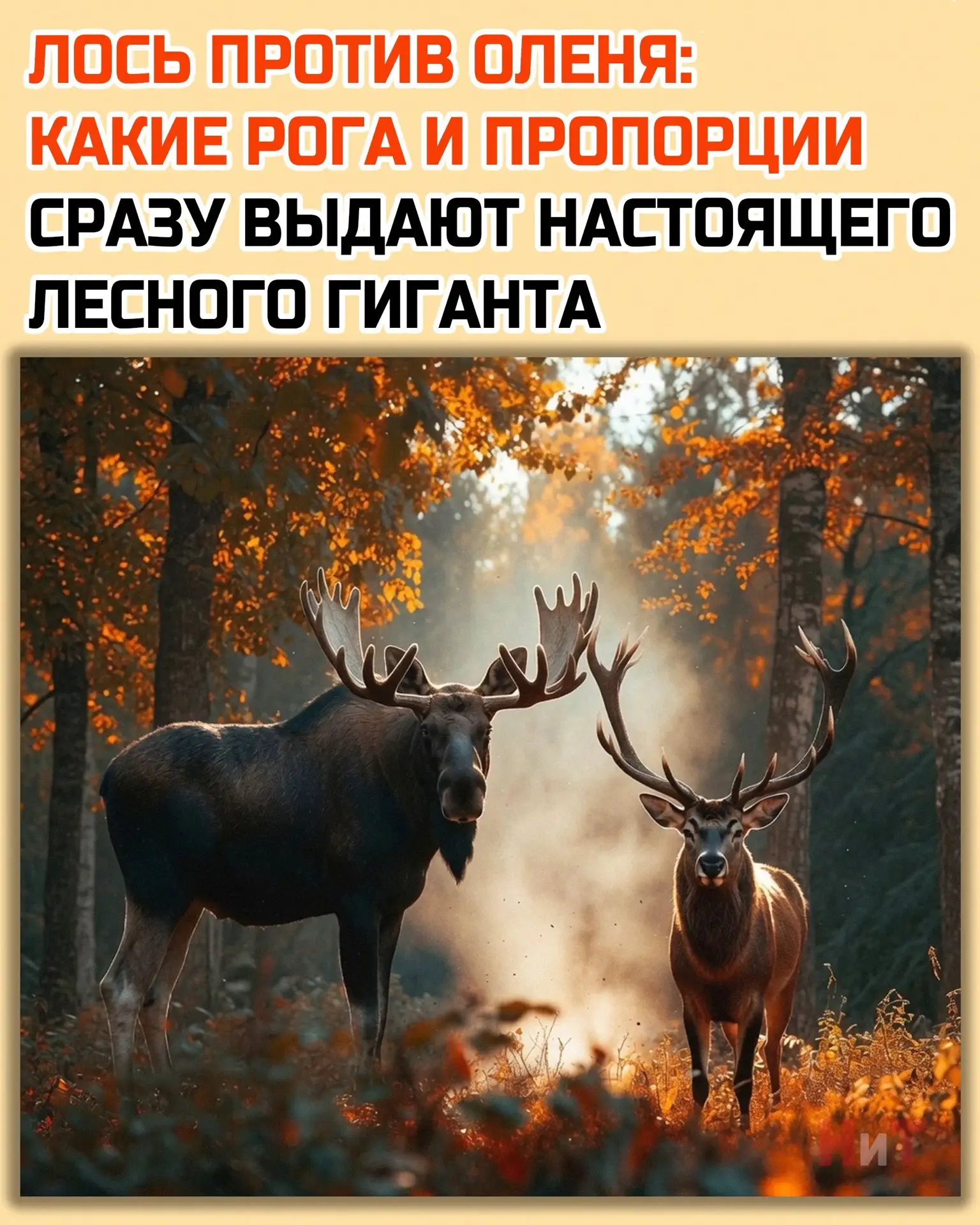 ЗНАКОМЬТЕСЬ

🦌 Лося часто ставят напротив оленя. Сходство действительно есть. Но перед нами не чужа