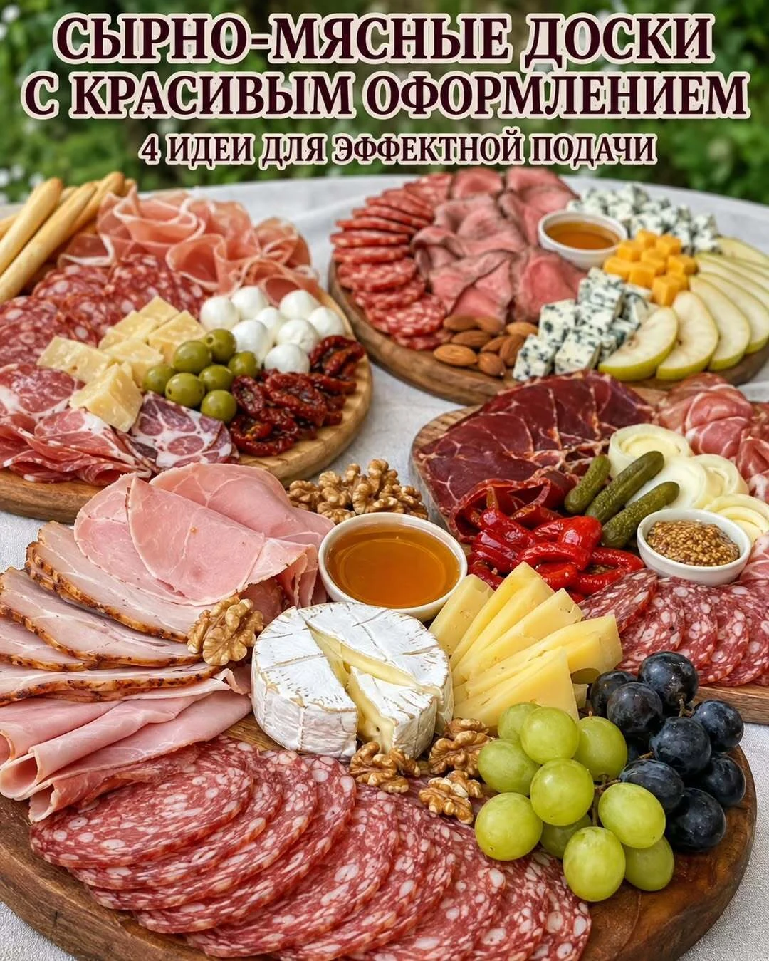 СЫРНО-МЯСНЫЕ ДОСКИ С КРАСИВЫМ ОФОРМЛЕНИЕМ 🫖