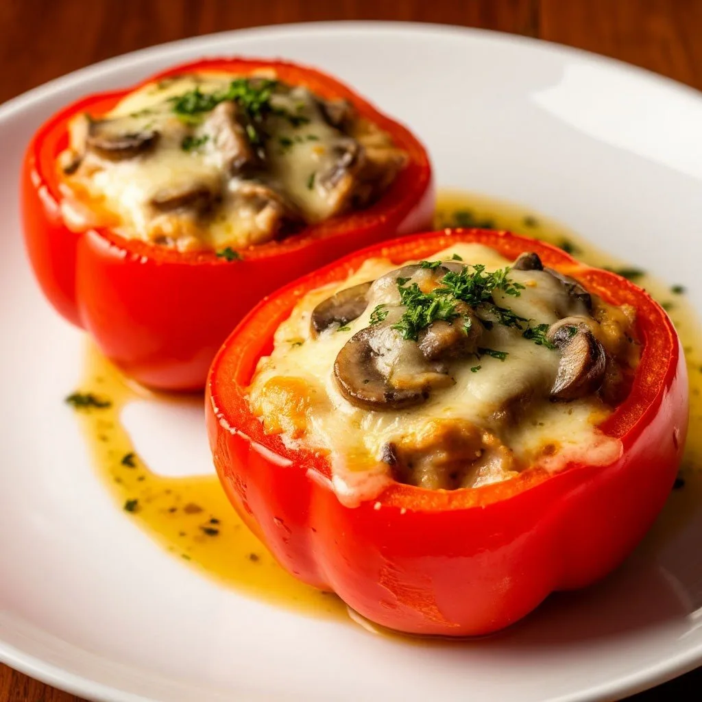 Запечённые перцы с курицей и грибами в аэрогриле 🫑