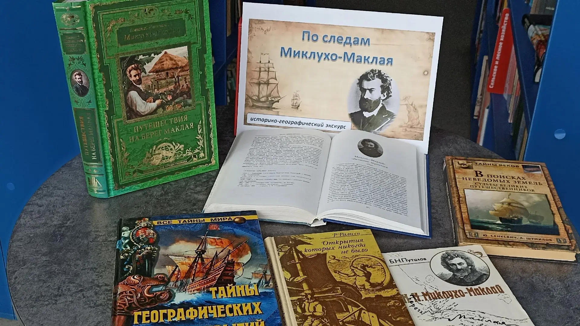 К 180- летию со дня рождения Н. Н. Миклухо- Маклая в Центральной библиотеке работает книжная выставк