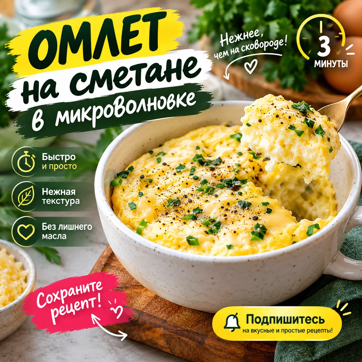 🔥 ОМЛЕТ В МИКРОВОЛНОВКЕ ЗА 3 МИНУТЫ — И ОН ПОЛУЧАЕТСЯ НЕЖНЕЕ, ЧЕМ НА СКОВОРОДЕ!