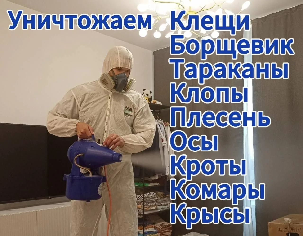 Поможем полностью избавиться от клещей, борщевика, кротов, клопов, тараканов, блох и любых бытовых и