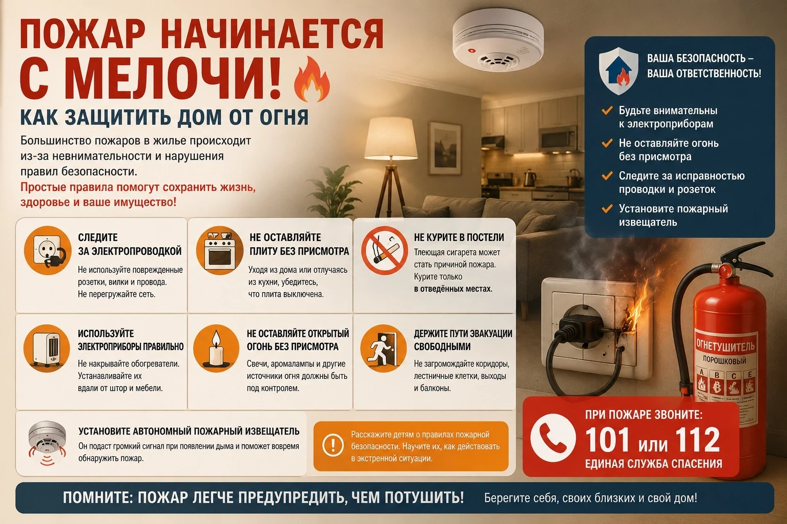 Пожар начинается с мелочи: как защитить дом от огня