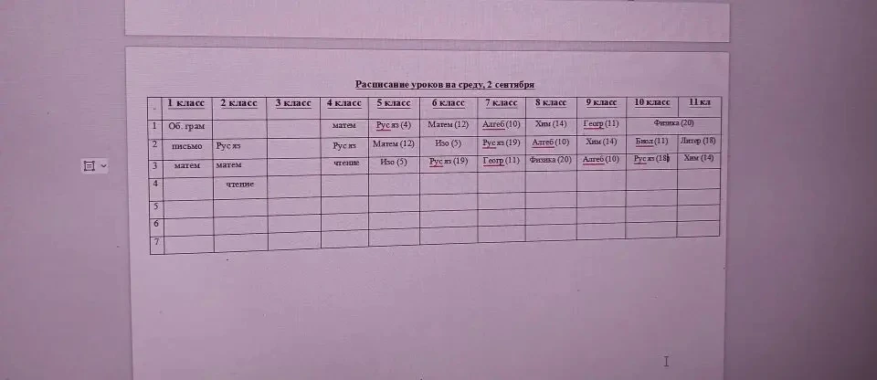 📚Расписание на среду, 2 сентября