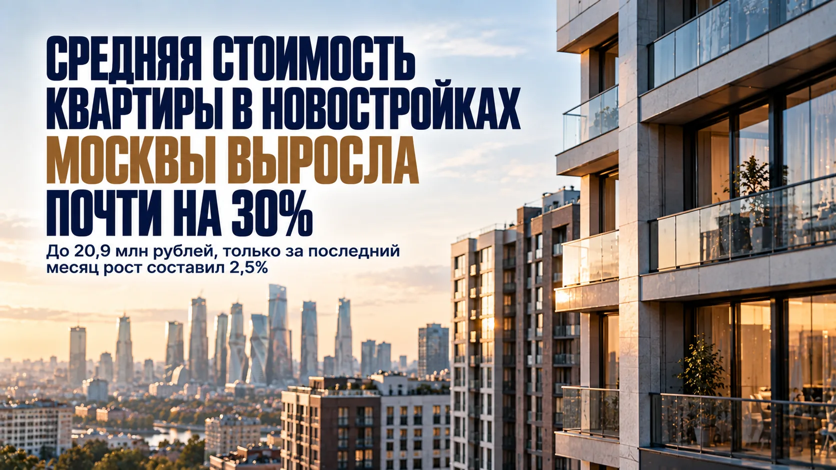 🏗️ Средняя стоимость квартиры в новостройках Москвы выросла почти на 30%