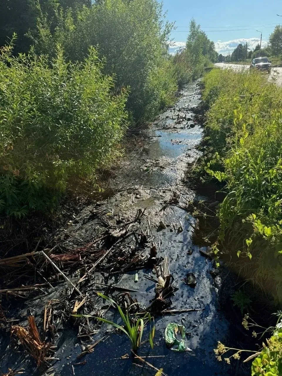 В Копаево проверяют водоотводную канаву возле реки Уткашь.