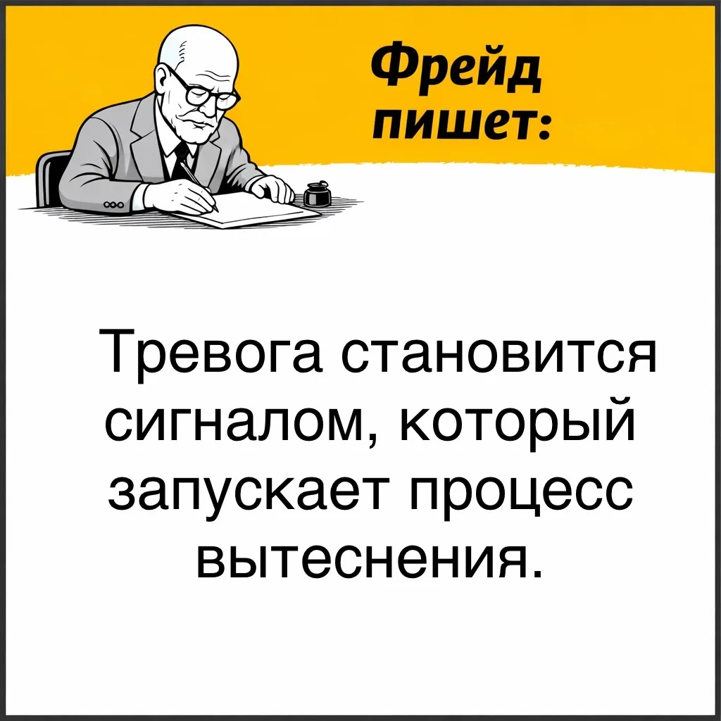 Фрейд считал, что вытеснение тесно связано с тревогой. По его мнению, тревога возникает, когда желан
