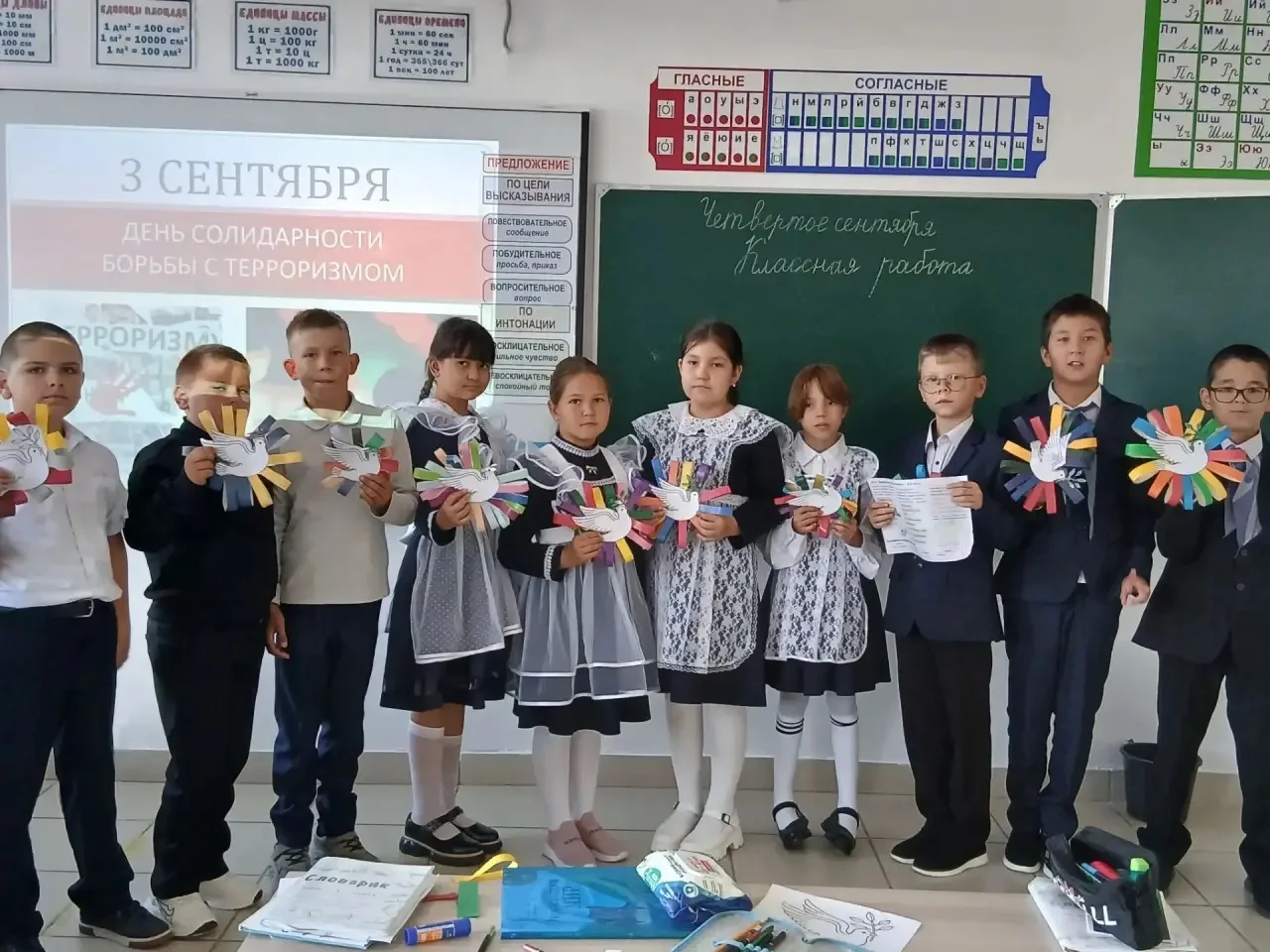 В 4 классе прошёл классный час на тему терроризма