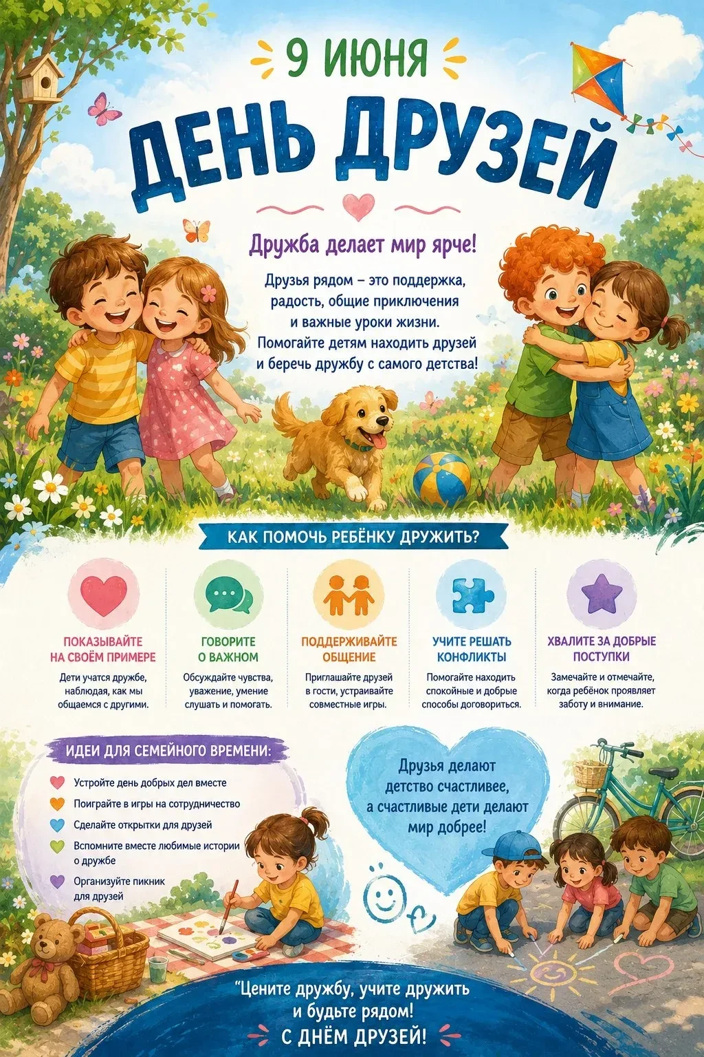 9 ИЮНЯ — ДЕНЬ НАСТОЯЩИХ ДРУЗЕЙ 🧸❤️

Детская дружба — самая искренняя и хрупкая. Дружбе сложно научи