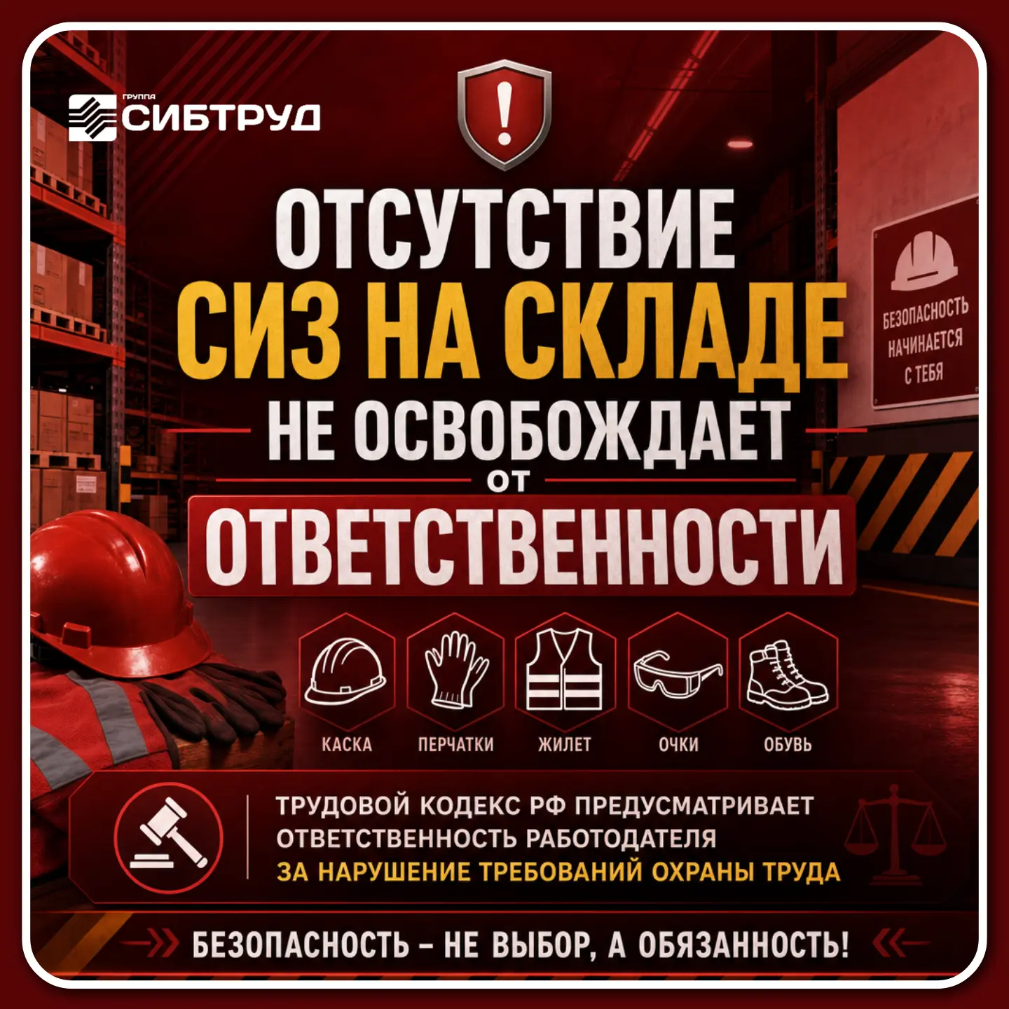 🚨 Отсутствие СИЗ на складе не освобождает от ответственности!