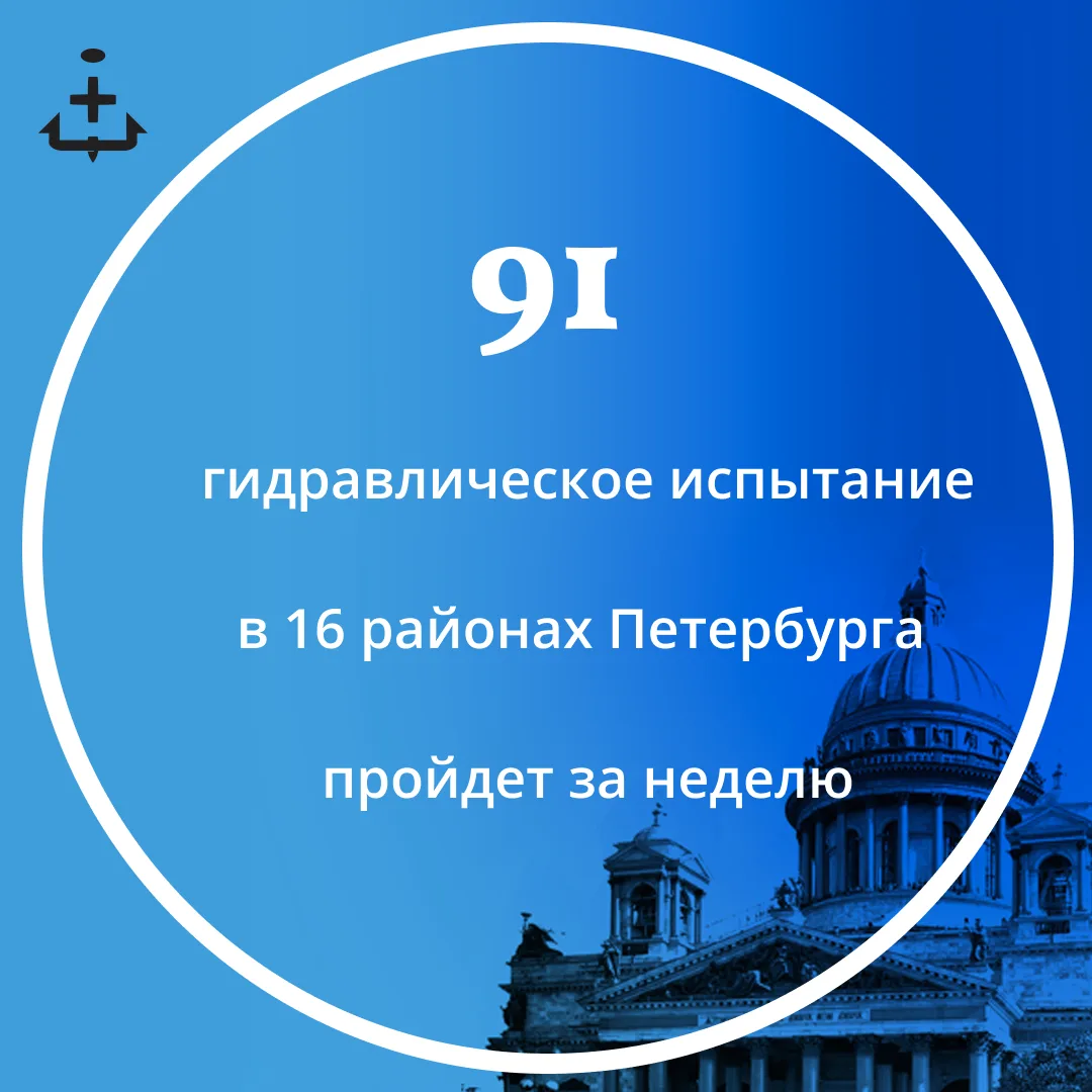 В Петербурге на этой неделе проведут 91 гидравлическое испытание в 16 районах.

Проверить, входит ли