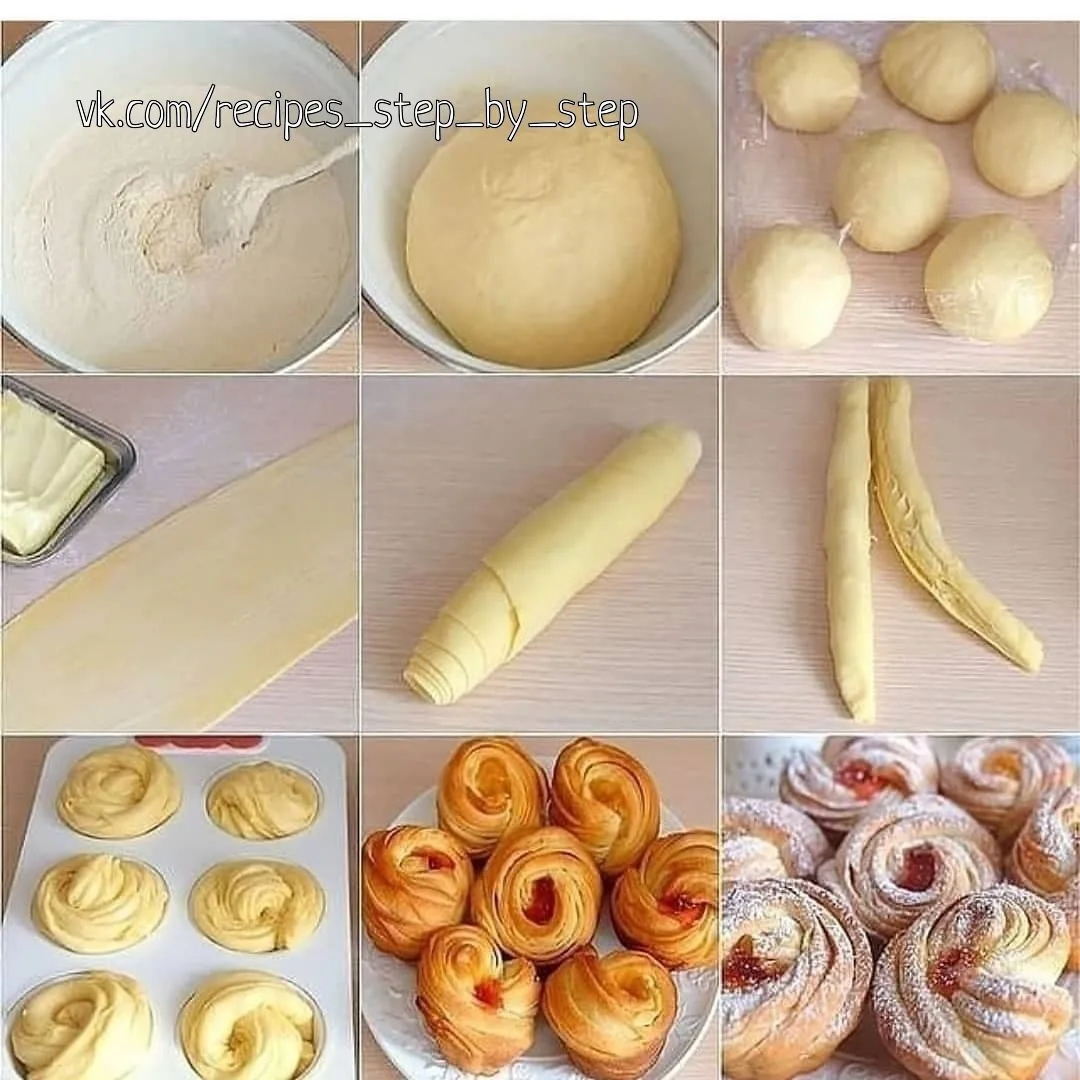 ВКУСНЫЕ НЕЖНЫЕ КРАФФИНЫ
⠀

Ингредиенты:
⠀
Тесто:
- Мука пшеничная - 300 гр.
- Вода - 140 мл
- Дрожжи