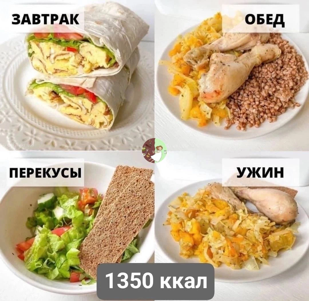РАЦИОН НА ДЕНЬ — 1350 ккал