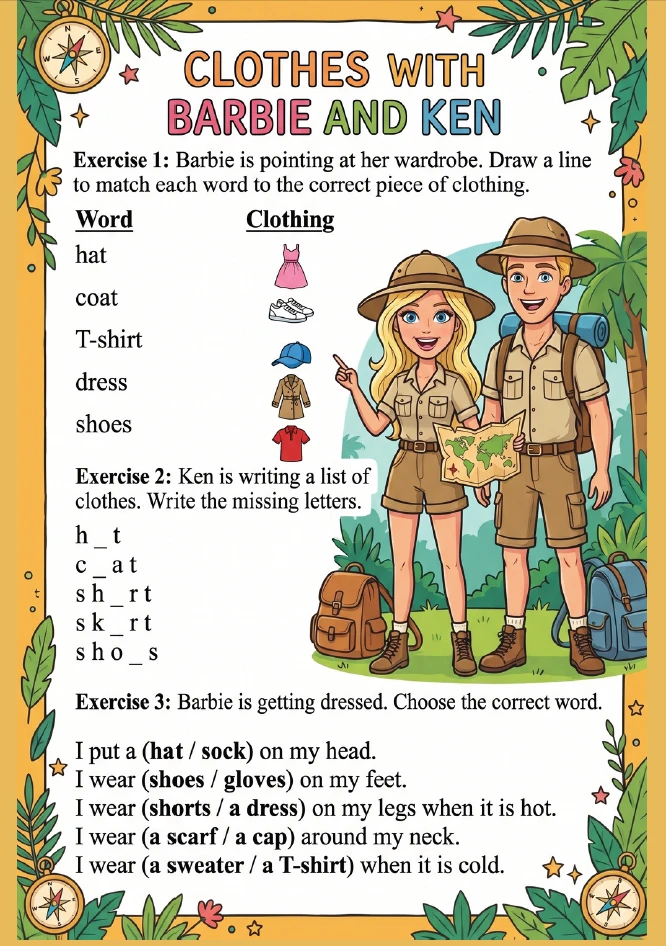 😍 Ну что, мои дорогие, подсластим себе и ученикам пятничку?  💃🕺 CLOTHES WITH BARBIE AND KEN A0-A1  🎁